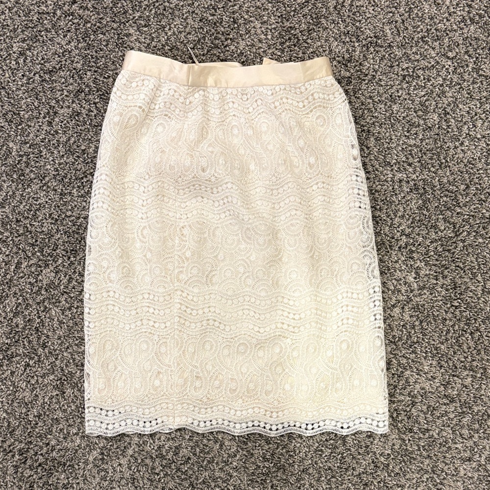 Escada Beige Lace Pencil Skirt